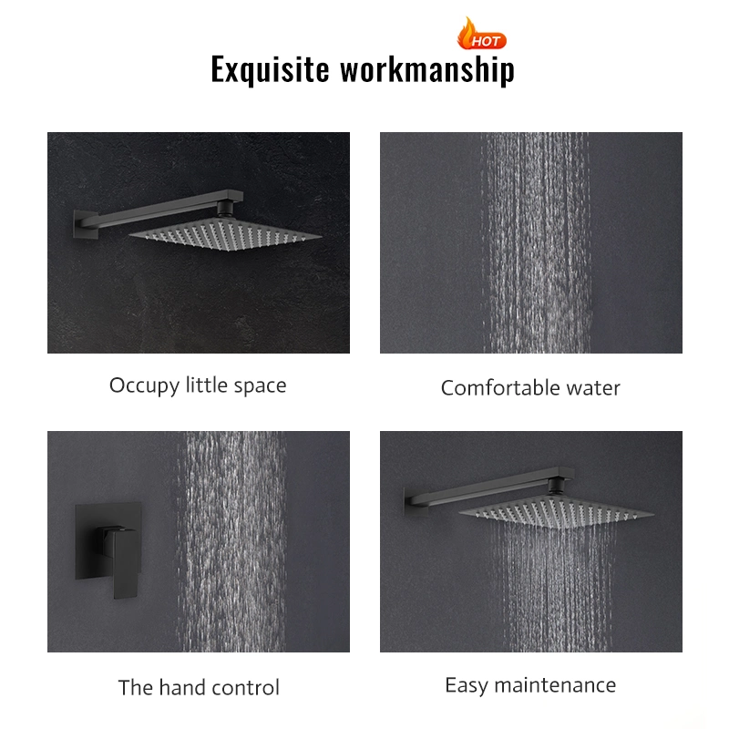 One Ways Shower Faucet Black Wall Mounted Bathroom Shower Tap