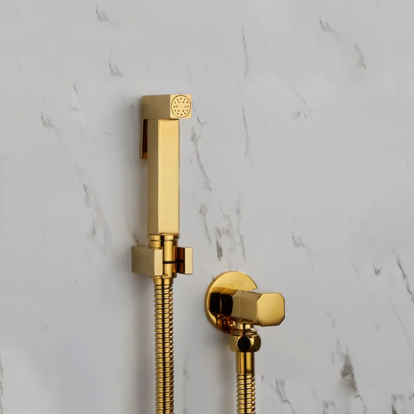 위생 도자기 광장 황동 휴대용 욕실 비데 수도꼭지 손 화장실 비데 분무기 세트