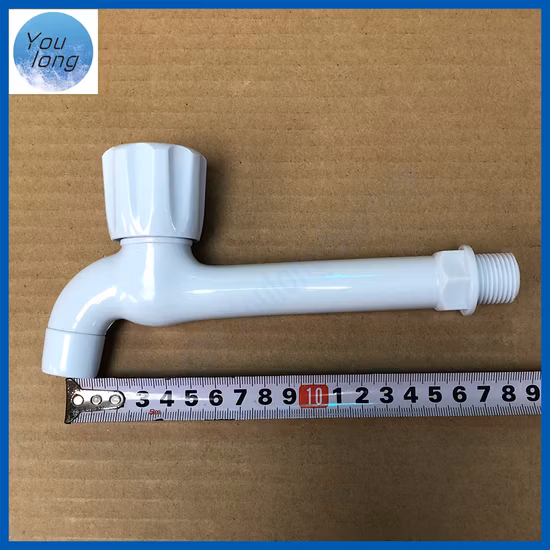 흰색 플라스틱 수도꼭지 롱 바디 욕실 수도꼭지 세탁기 수도꼭지